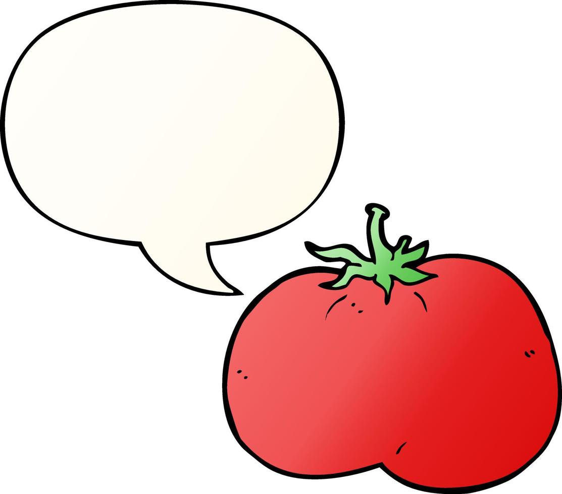 cartoon tomato and speech bubble in smooth gradient style vector