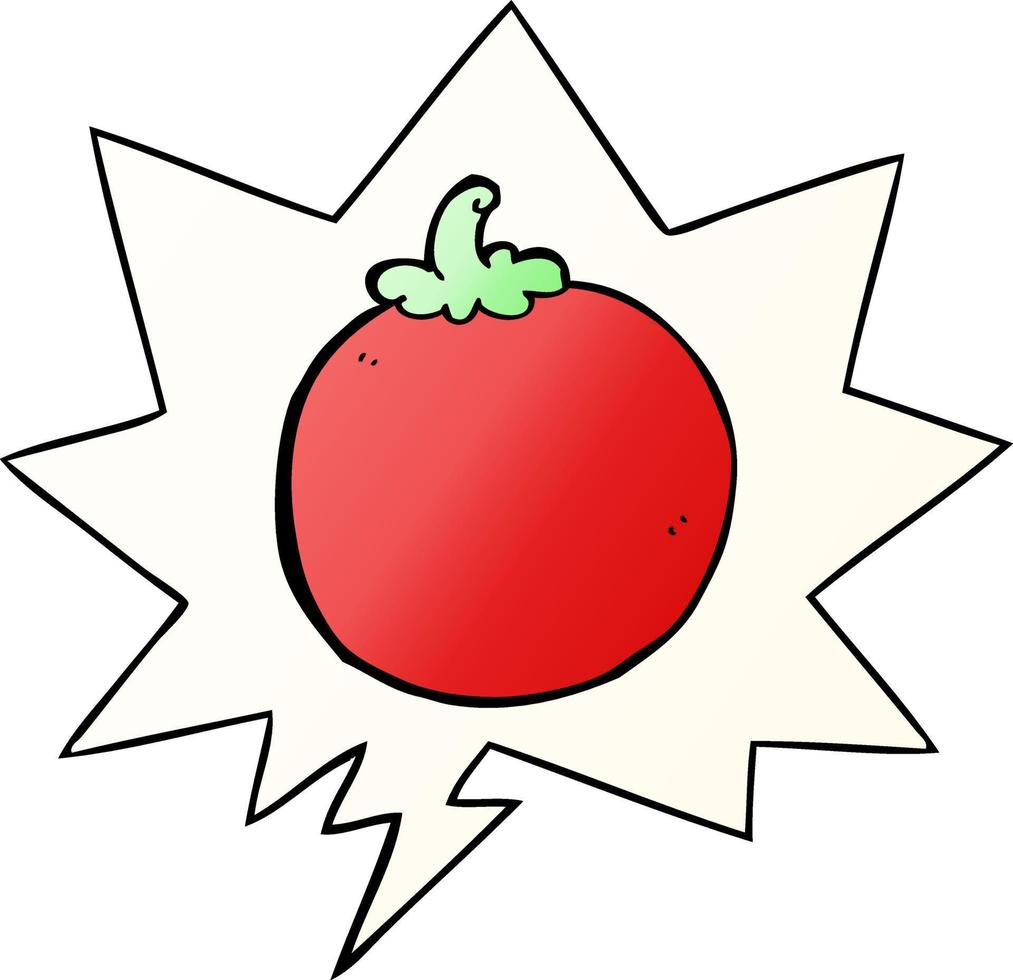 cartoon tomato and speech bubble in smooth gradient style vector
