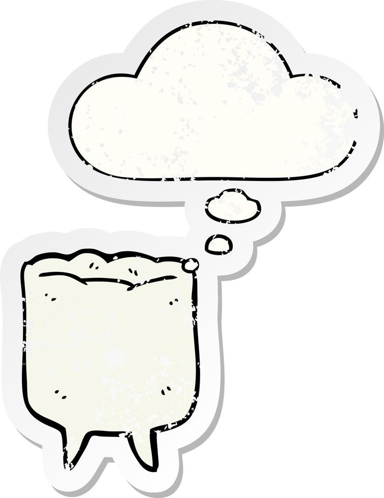 cartoon tooth and thought bubble as a distressed worn sticker vector