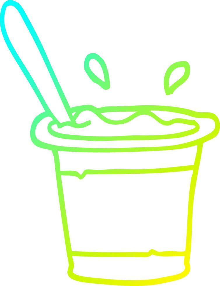 yogur de dibujos animados de dibujo de línea de gradiente frío vector