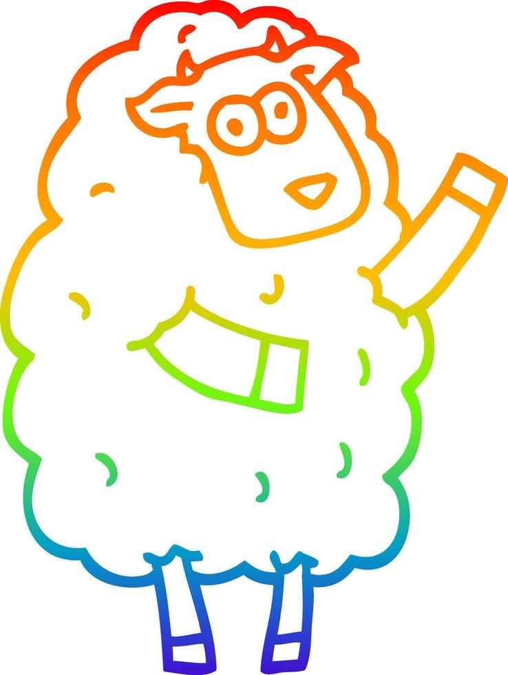 rainbow gradient line drawing cartoon sheep vector