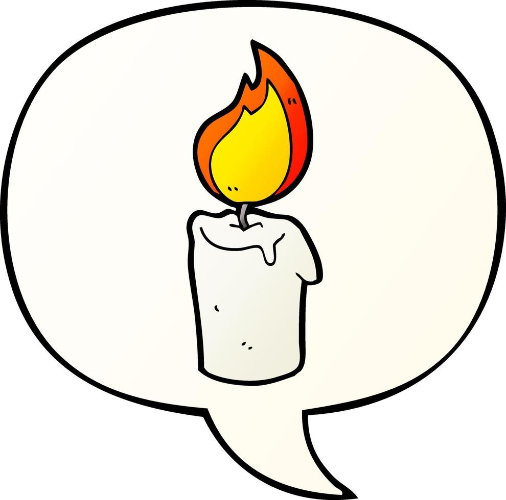 cartoon candle and speech bubble in smooth gradient style vector