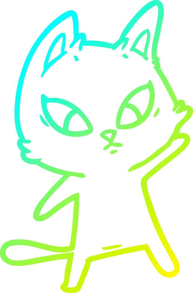 cold gradient line drawing confused cartoon cat vector