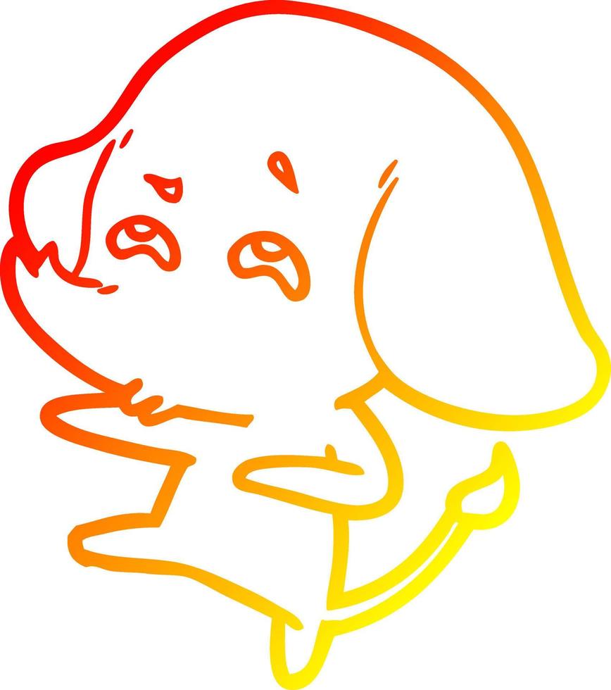 warm gradient line drawing cartoon elephant remembering vector