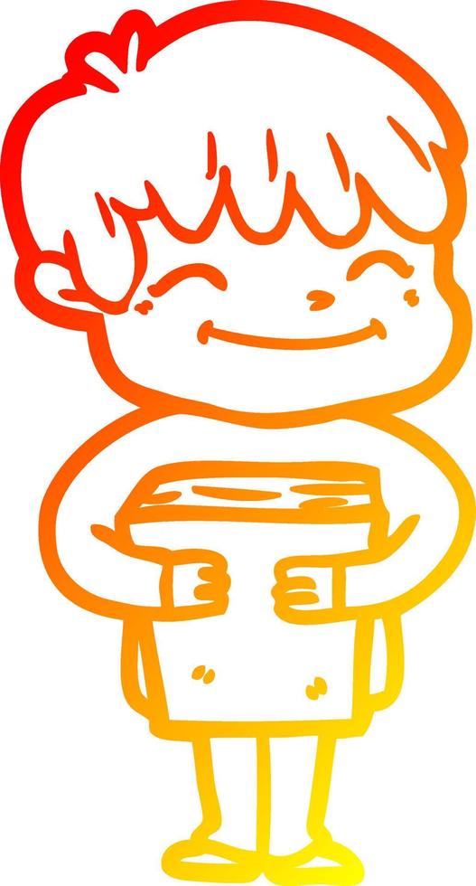 warm gradient line drawing cartoon happy boy vector
