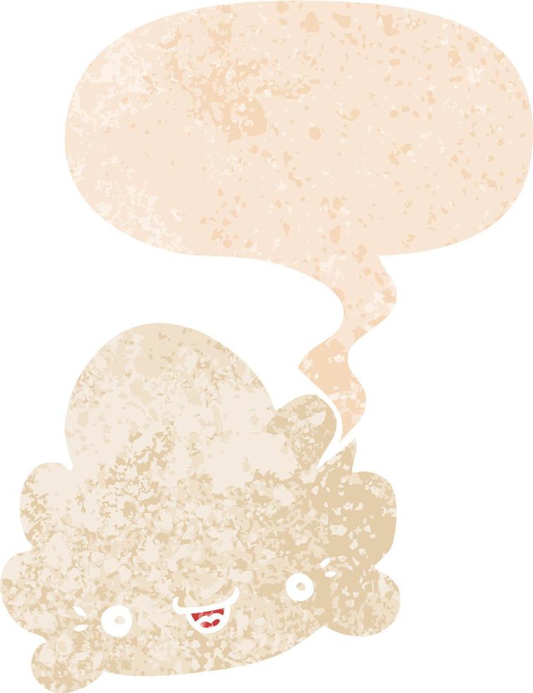 cartoon cloud and speech bubble in retro textured style vector