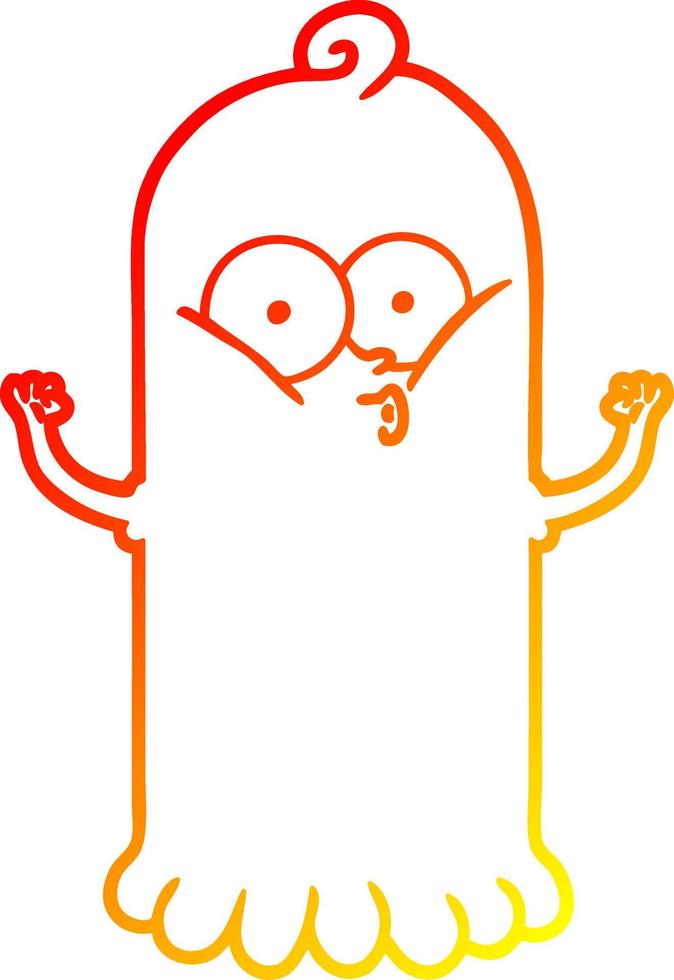 warm gradient line drawing cartoon ghost vector