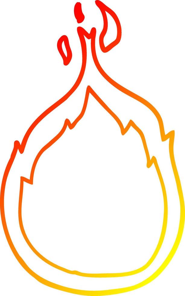 warm gradient line drawing cartoon flames vector