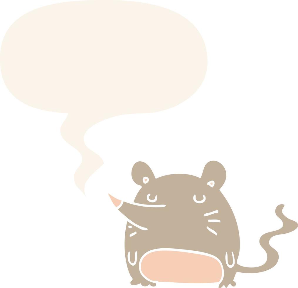 cartoon mouse and speech bubble in retro style vector