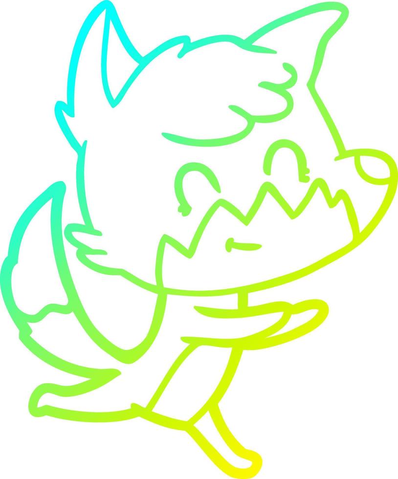 cold gradient line drawing cartoon friendly fox vector