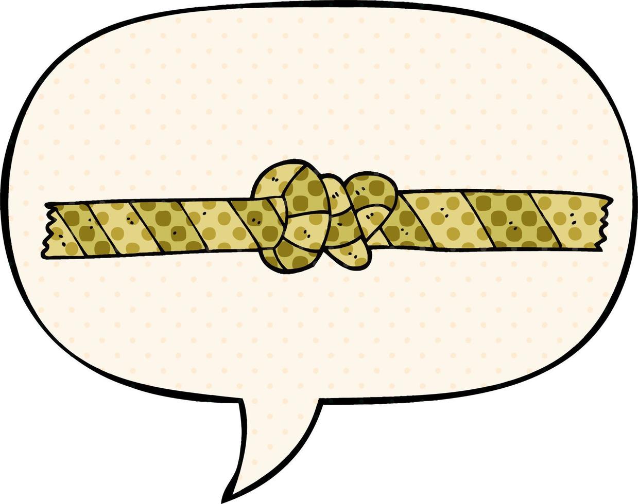 cartoon knotted rope and speech bubble in comic book style vector