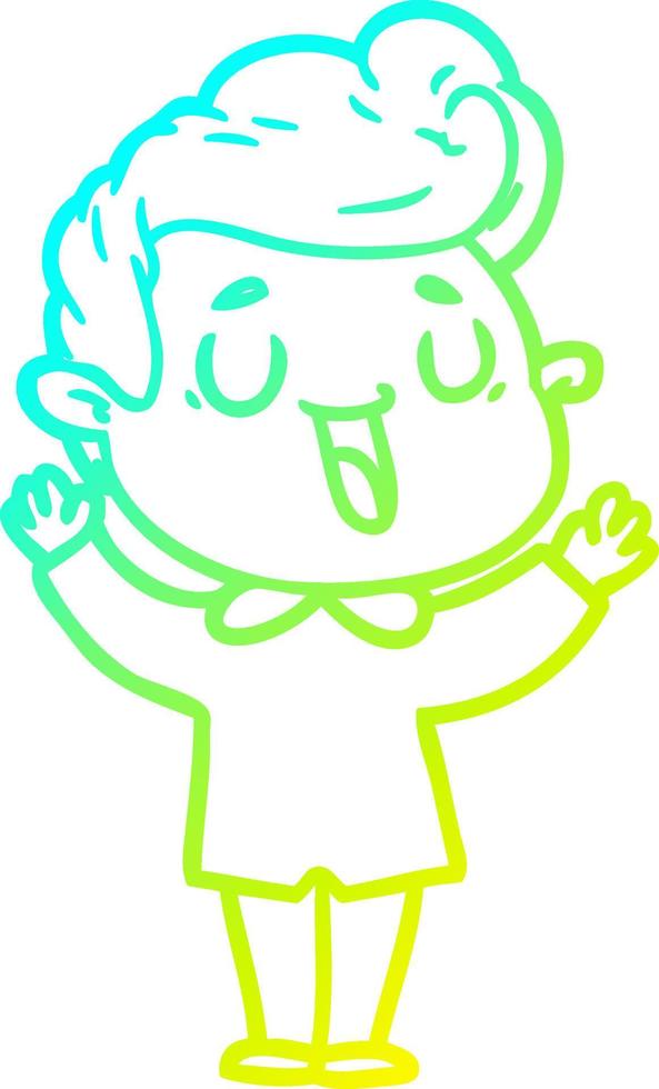 cold gradient line drawing happy cartoon man vector