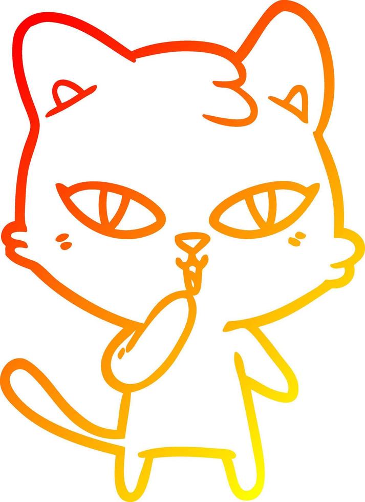 warm gradient line drawing cartoon cat vector