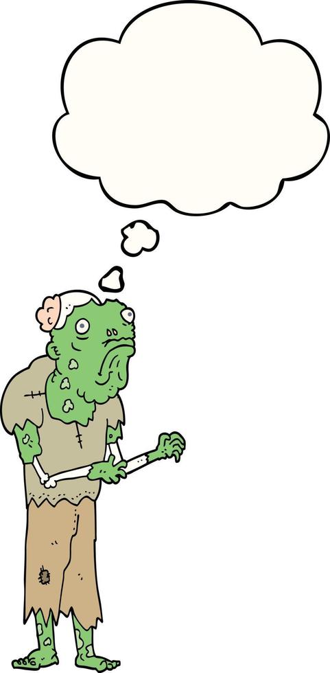 cartoon zombie and thought bubble vector
