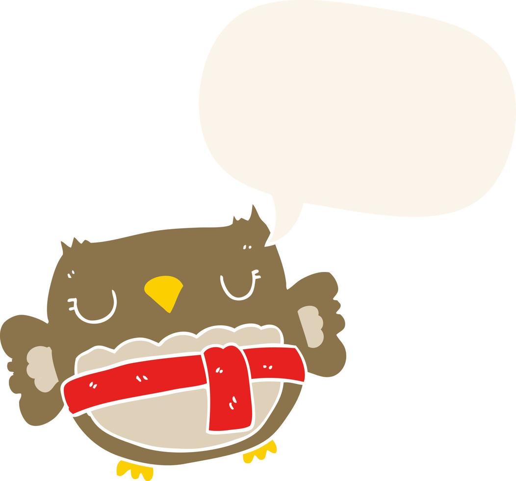 cartoon owl and speech bubble in retro style vector