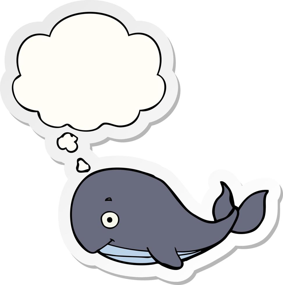 caricatura, ballena, y, pensamiento, burbuja, como, un, pegatina impresa vector