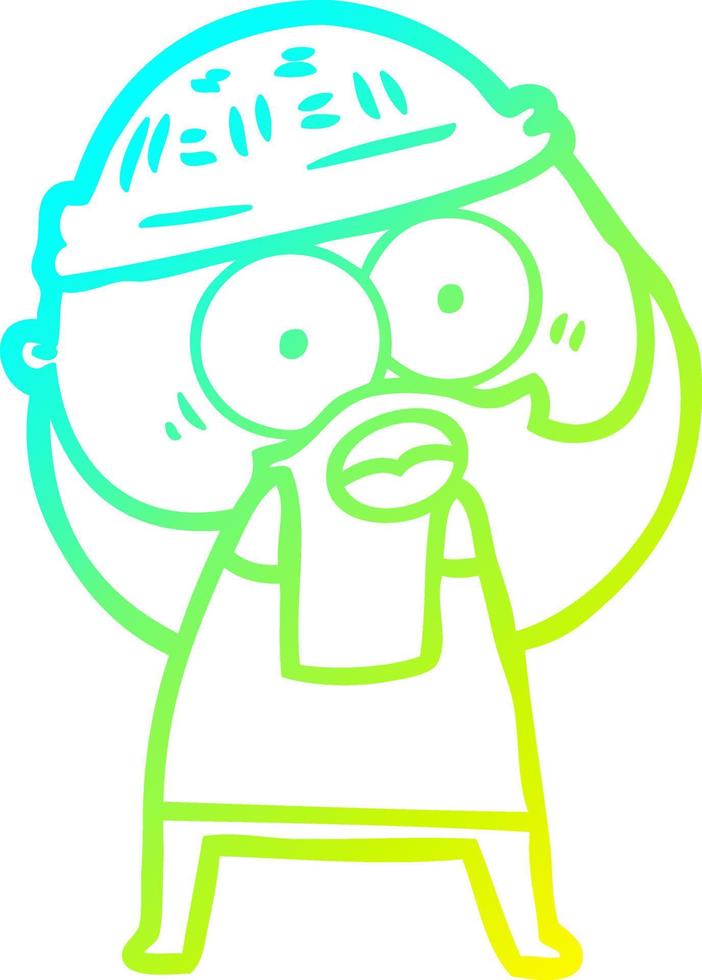 cold gradient line drawing cartoon bearded man vector