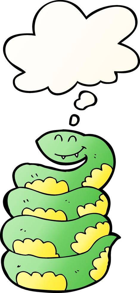 cartoon snake and thought bubble in smooth gradient style vector