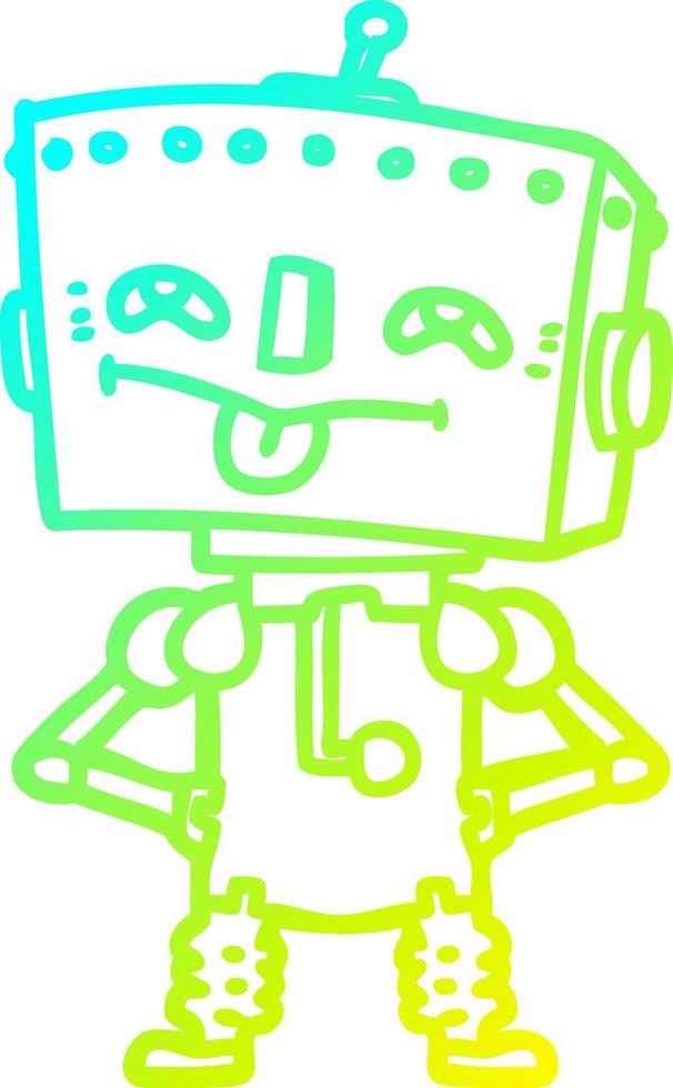 cold gradient line drawing cartoon robot vector
