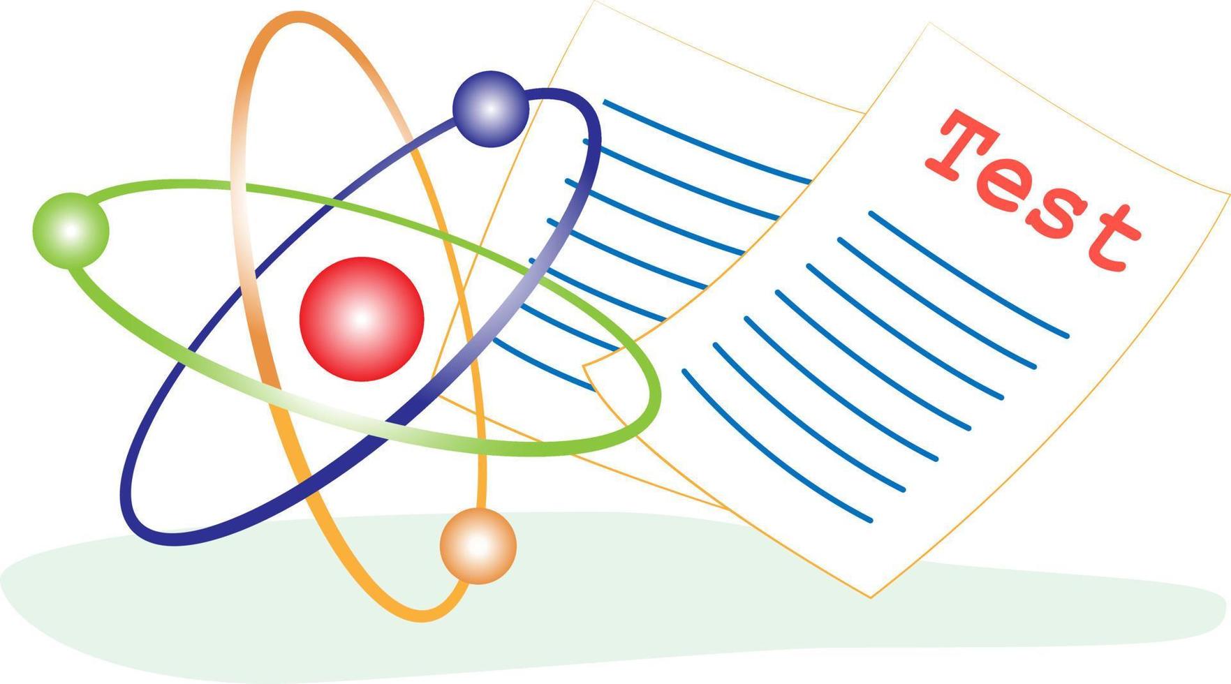 elemento aislado de clipart, módulo de átomo, regreso a la escuela, ciencia, química, prueba de física vector