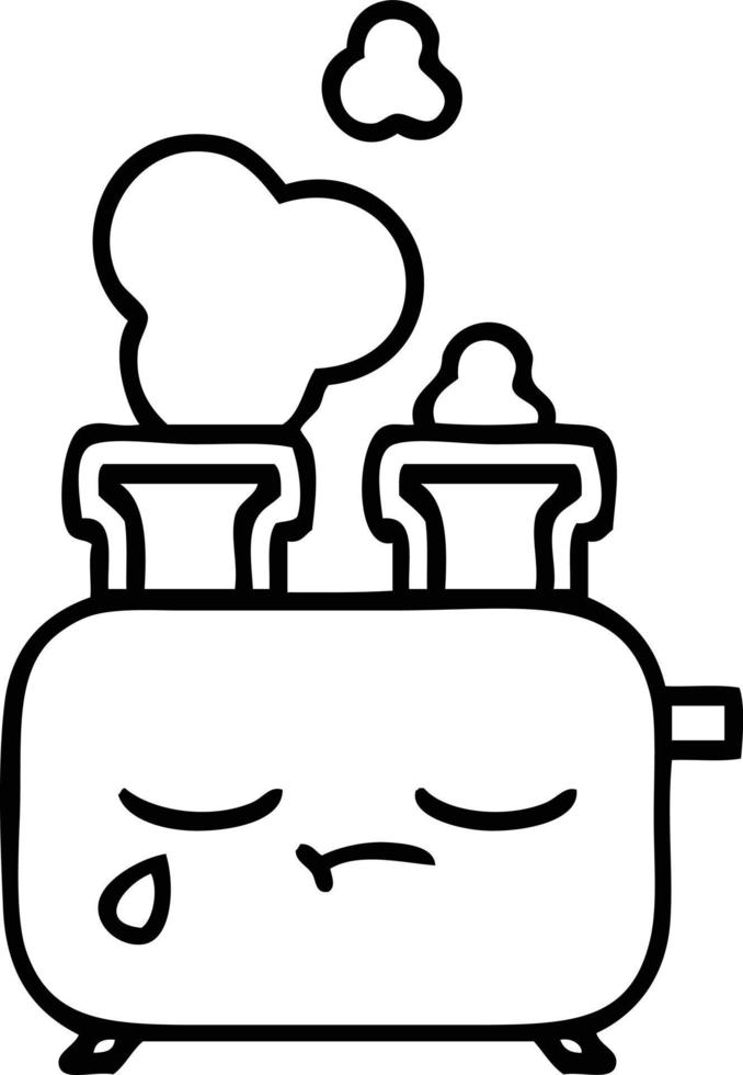 line drawing cartoon of a toaster vector