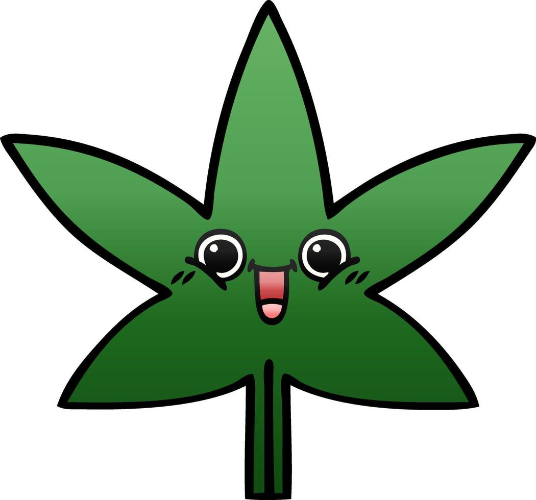 gradient shaded cartoon marijuana leaf vector