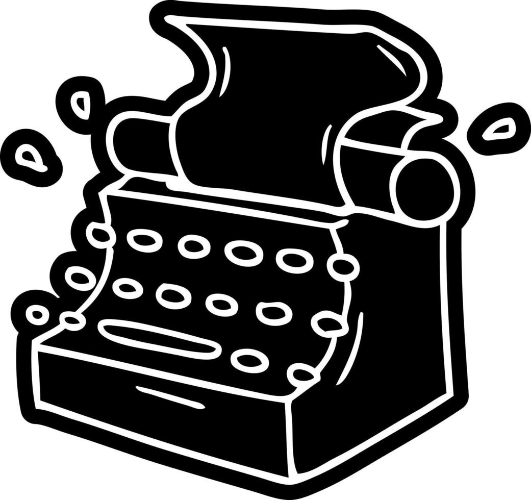 cartoon icon drawing of old school typewriter vector