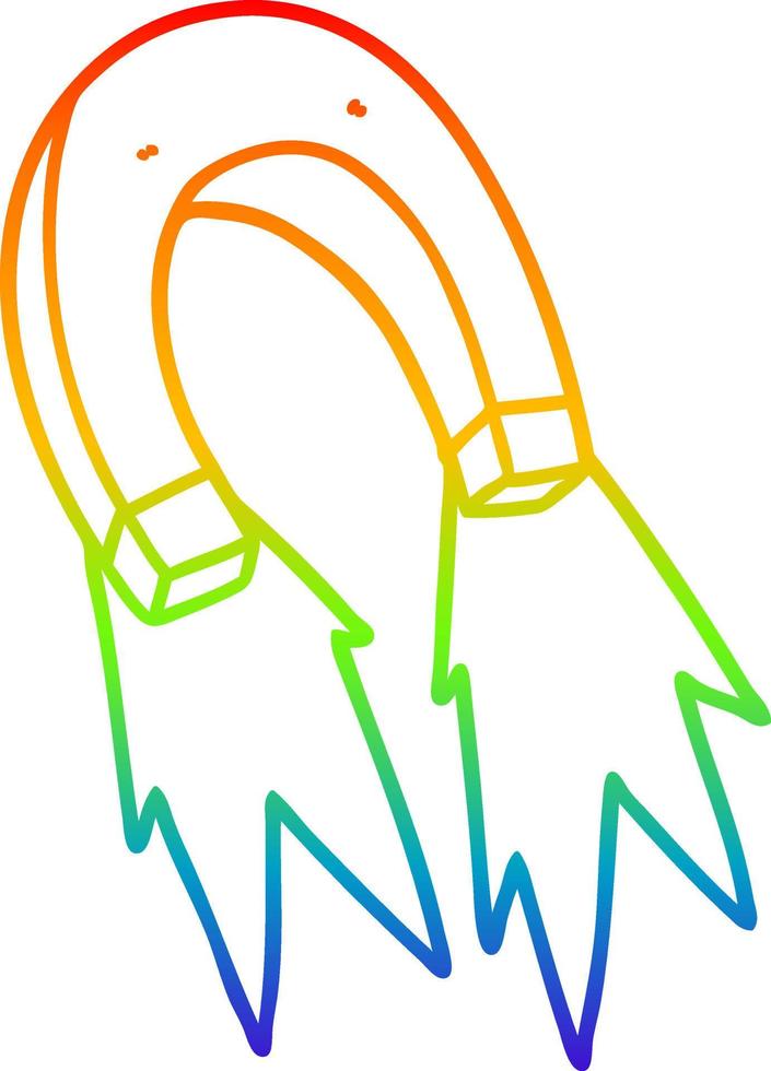 rainbow gradient line drawing cartoon magnet vector