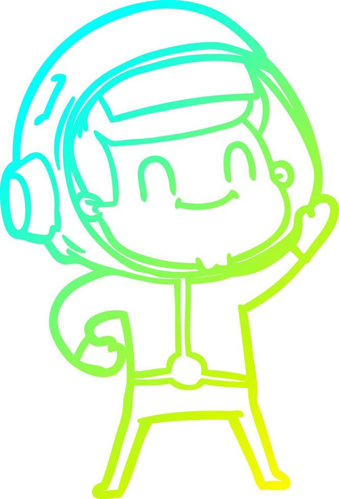 cold gradient line drawing happy cartoon astronaut vector