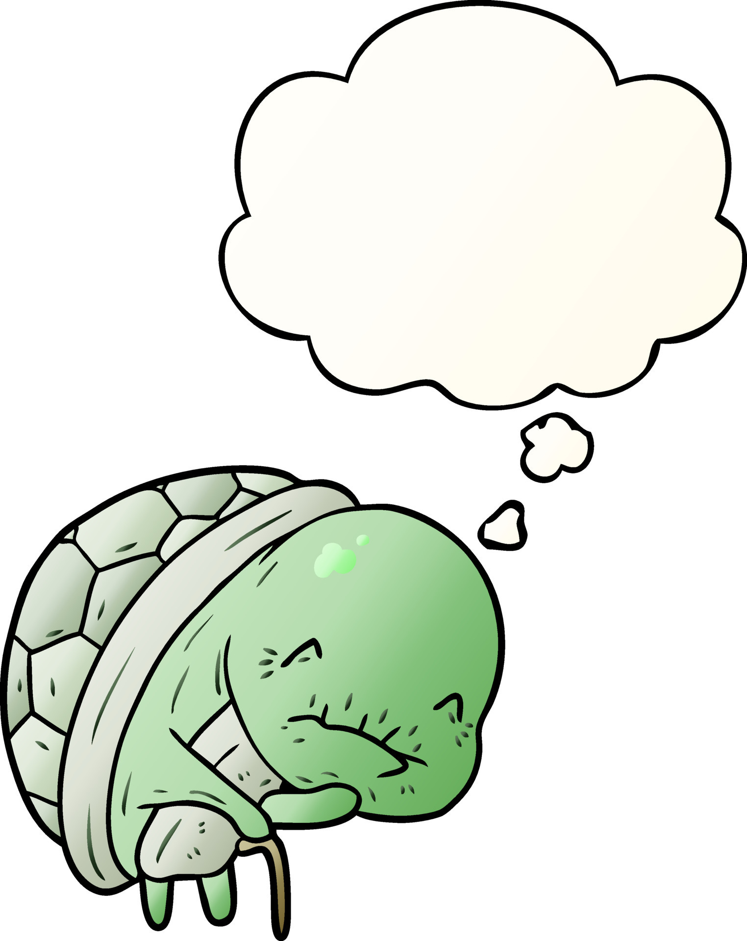 cute cartoon old turtle and thought bubble in smooth gradient style  10445109 Vector Art at Vecteezy