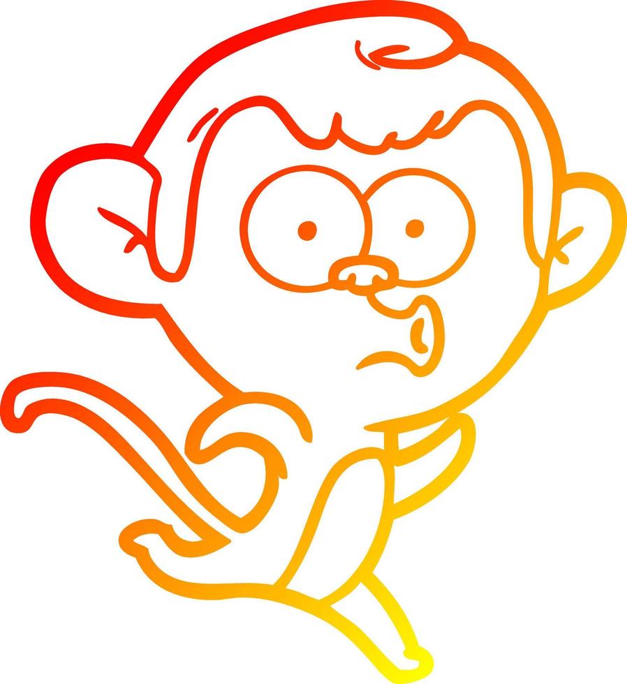 warm gradient line drawing cartoon surprised monkey vector