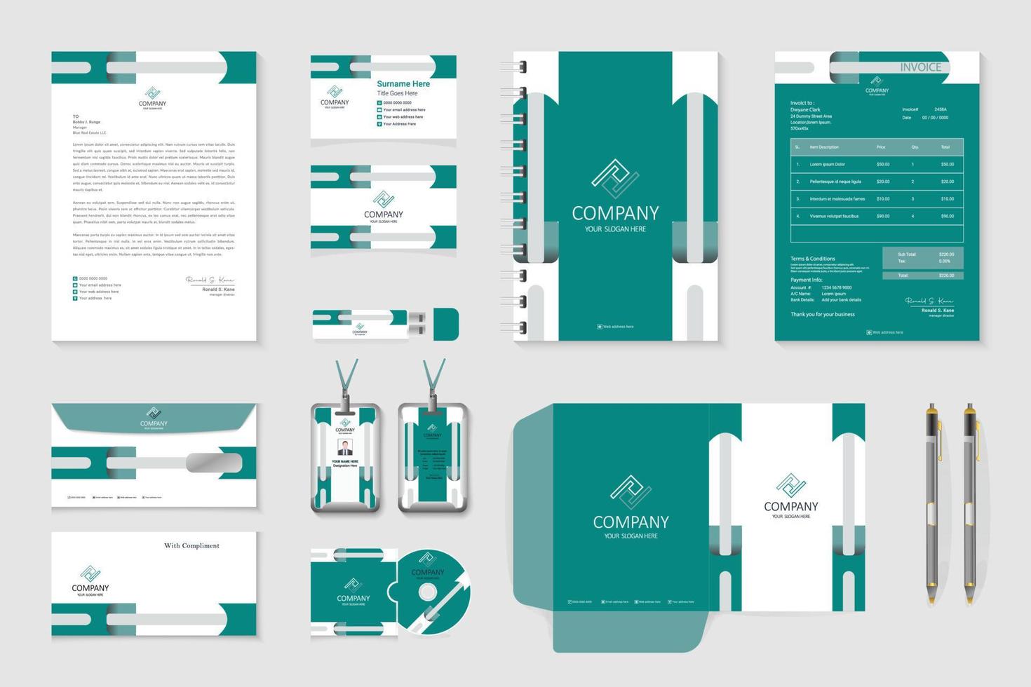 papelería de identidad empresarial corporativa vector