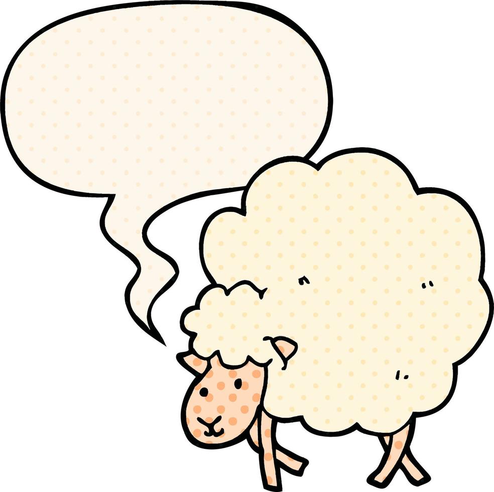 cartoon sheep and speech bubble in comic book style vector