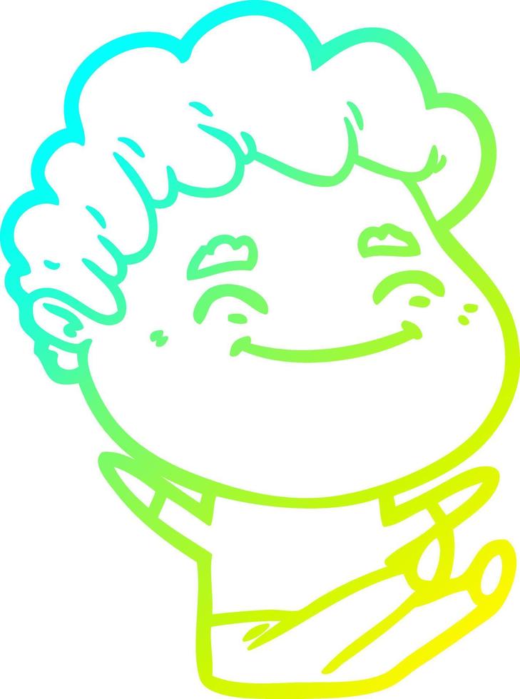 cold gradient line drawing cartoon friendly man vector