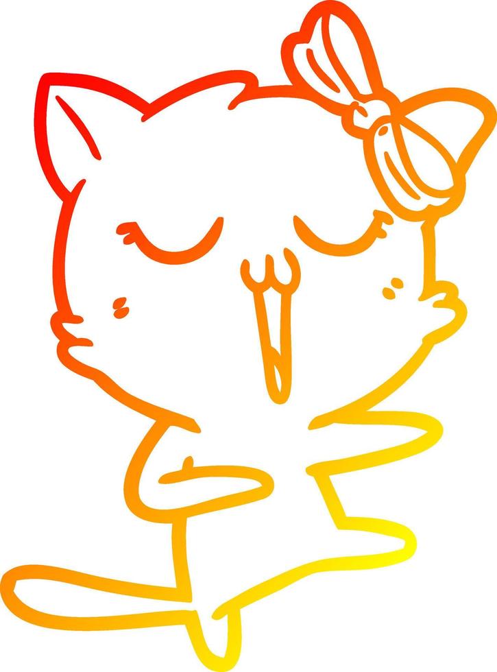 gato de dibujos animados de dibujo de línea de gradiente cálido vector