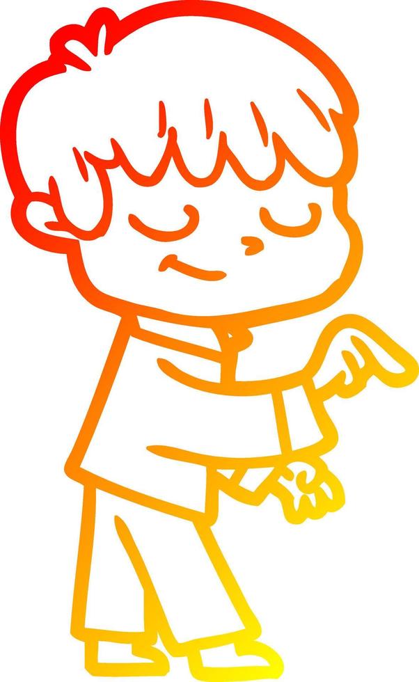 warm gradient line drawing cartoon happy boy vector