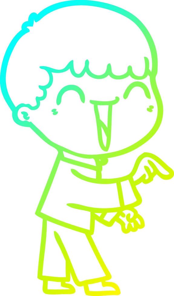 cold gradient line drawing cartoon happy man vector