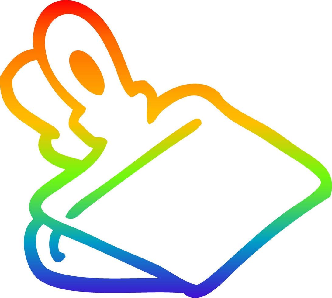 rainbow gradient line drawing cartoon paper clip vector