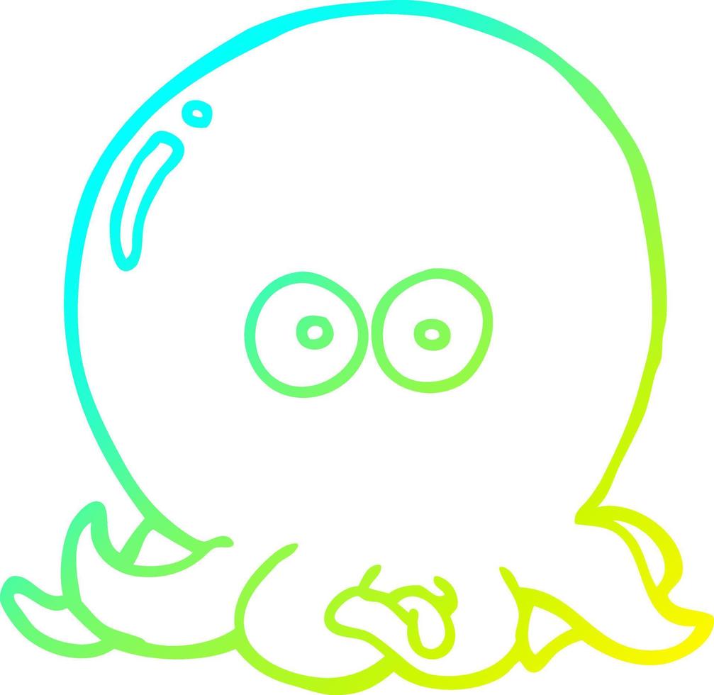 cold gradient line drawing cartoon octopus vector