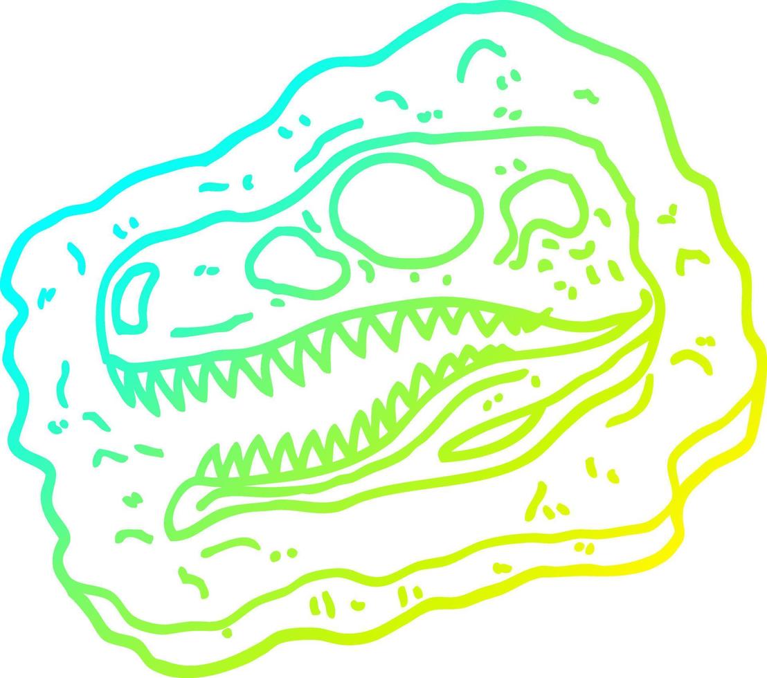 cold gradient line drawing cartoon ancient fossil vector