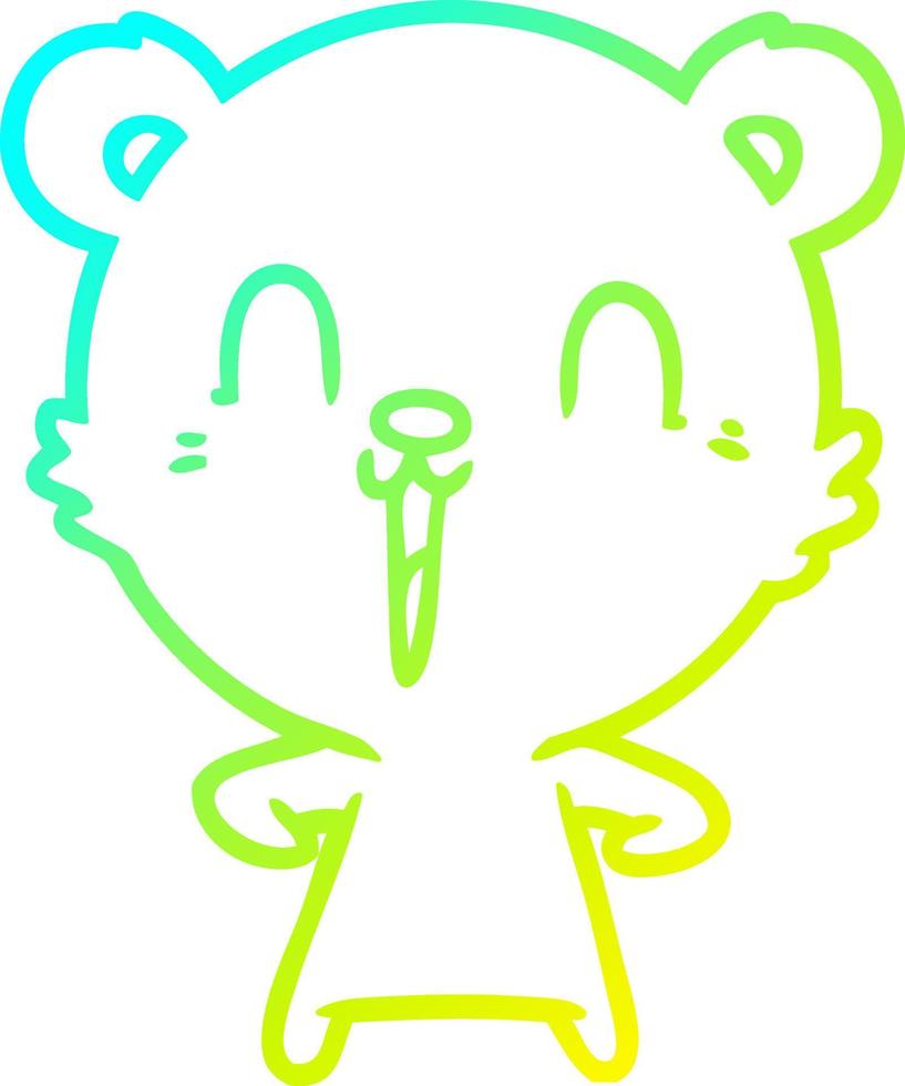 cold gradient line drawing happy cartoon polar bear vector