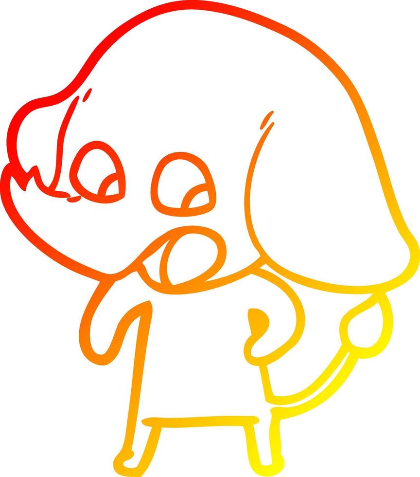 warm gradient line drawing cute cartoon elephant vector