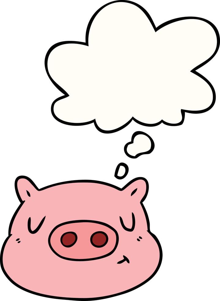 caricatura, cerdo, cara, y, burbuja del pensamiento vector