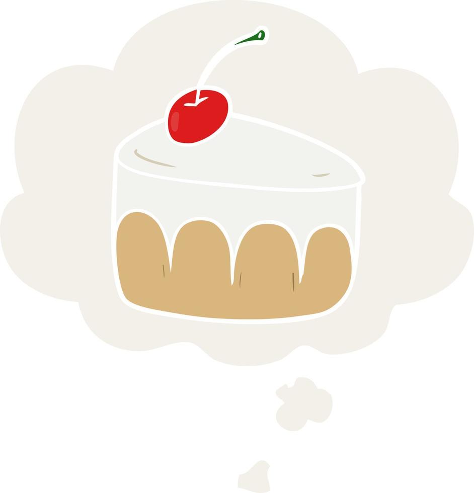 cartoon dessert and thought bubble in retro style vector