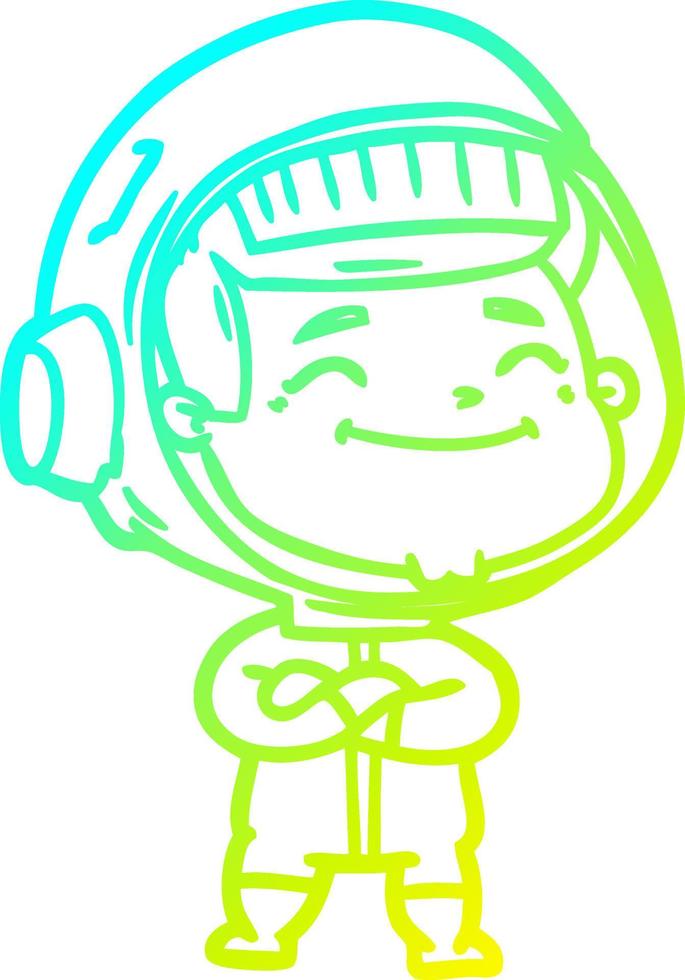 cold gradient line drawing happy cartoon astronaut vector