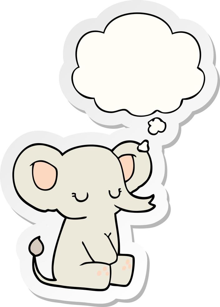 cartoon elephant and thought bubble as a printed sticker vector