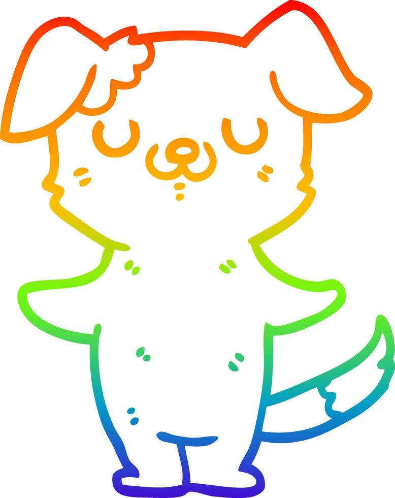 rainbow gradient line drawing cartoon puppy vector