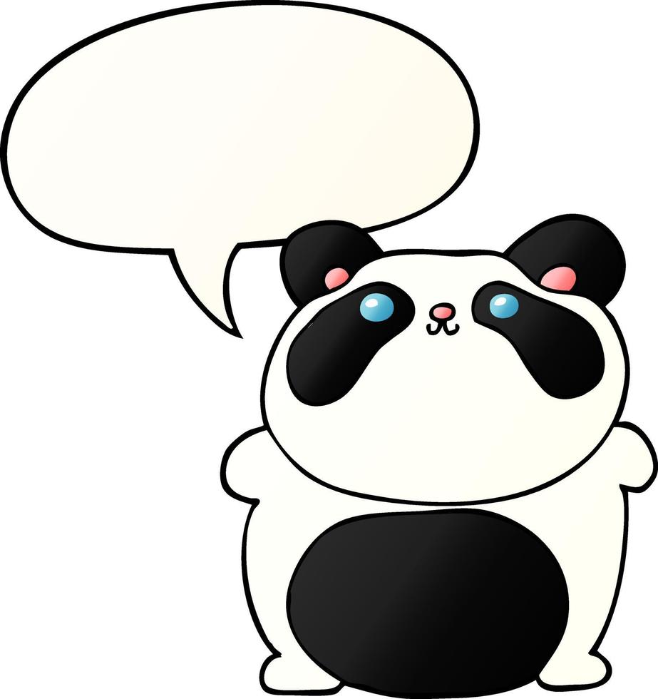 cartoon panda and speech bubble in smooth gradient style vector