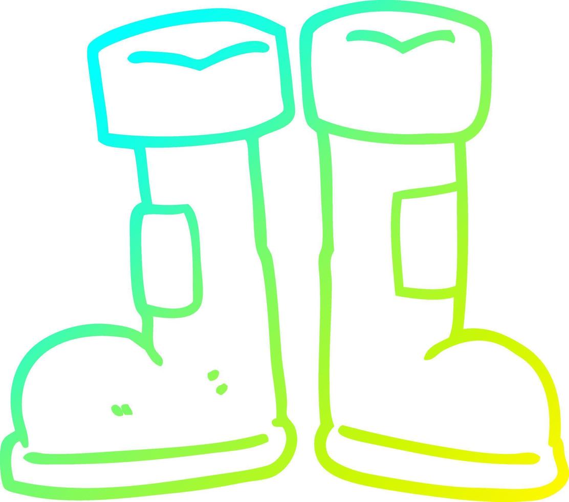 cold gradient line drawing cartoon wellington boot vector