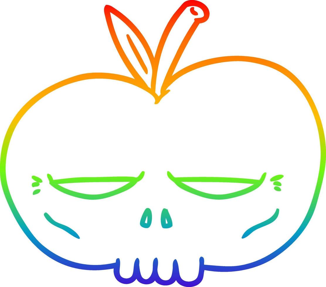 rainbow gradient line drawing cartoon spooky skull apple vector